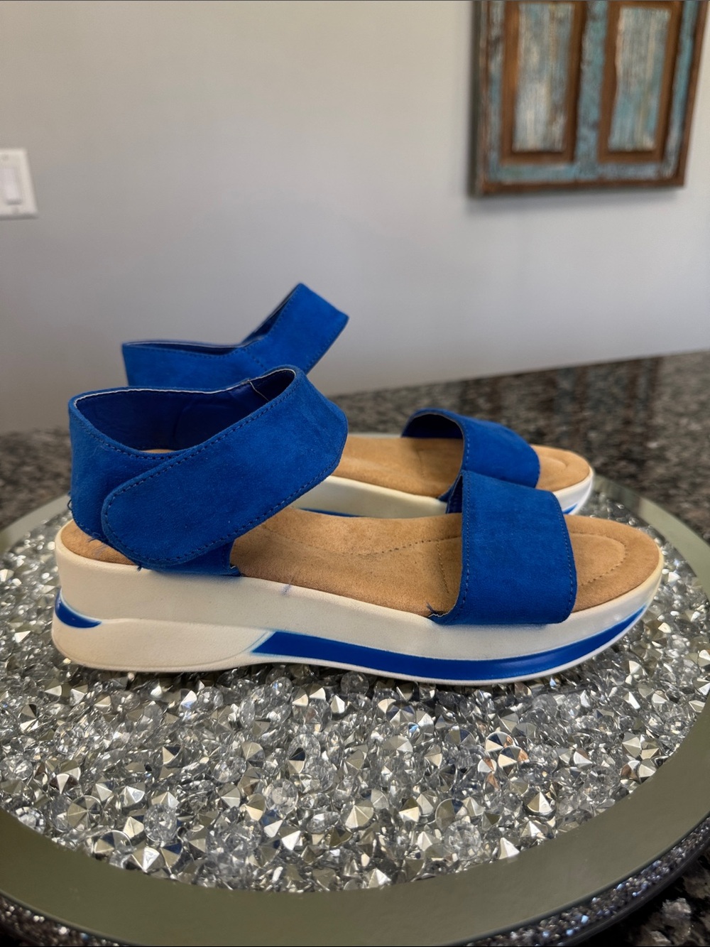 Rouge! Royal Blue Suede Platform Sandals 8 - Picture 3 of 9